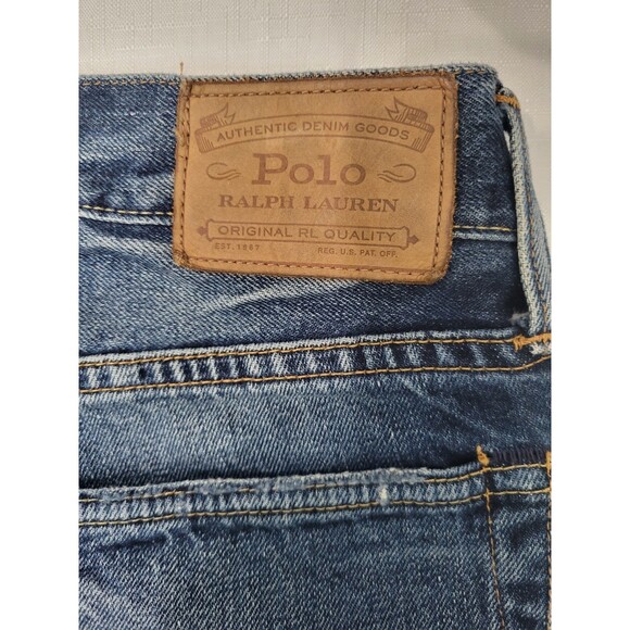 Polo Ralph Lauren Mens Classic Fit Patchwork Bandana Distressed Denim Jeans - Picture 5 of 16